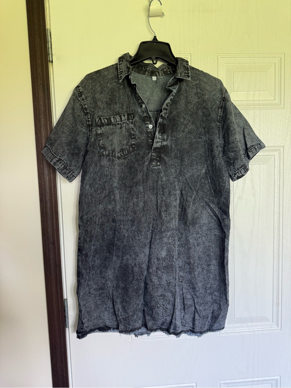 2 for $20 sale : Gray/black acid stone wash oversized tunic shirt dress - L